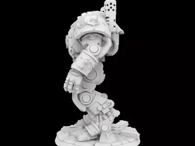 Battle Damaged Robot Mech 3D Printable Model  3D print model purchase