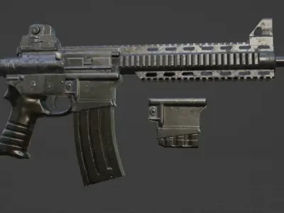 Low poly AR-15 military Gun  Low-poly 3D model