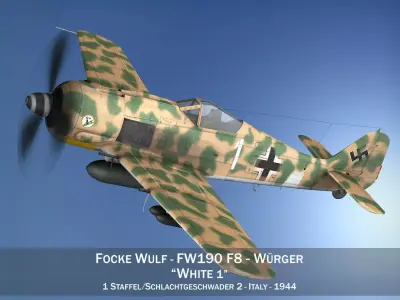 Focke Wulf - FW190 F8 - White 1 3D model