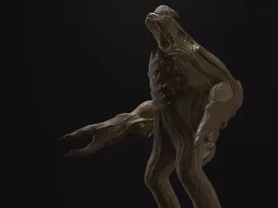 Warrier monster Low-poly 3D model