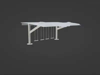 modern swing set pavilion with snow covered roof Low-poly 3D model