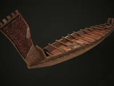 Stylized Maori Waka - Canoe Low-poly 3D model