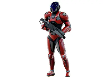 CYBER SOLDIER R-700 Rigged for Unreal Engine - Unity - MIXAMO 3D model