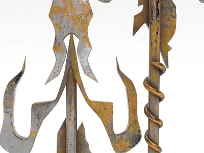 trident of Neptune Low-poly 3D model