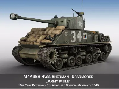 M4A3E8 HVSS Sherman - Army Mule 3D model