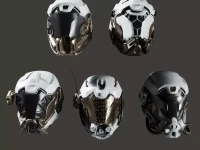 SciFi Helmet 5 version set 3D model