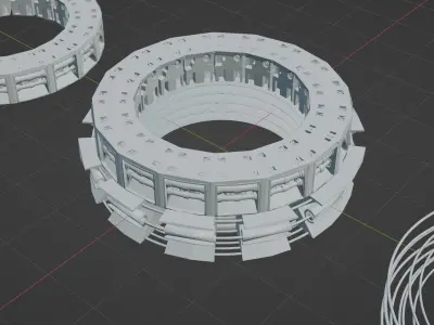 sci-fi mech compontent circular kitbash 3D model