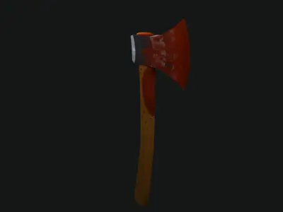 Low Poly Bloody Axe Low-poly 3D model
