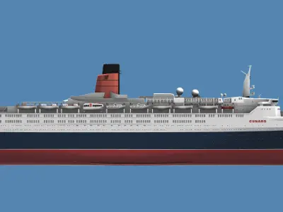 RMS Queen Elizabeth 2 QE2 ocean liner 3D print model as of 2008 3D print model