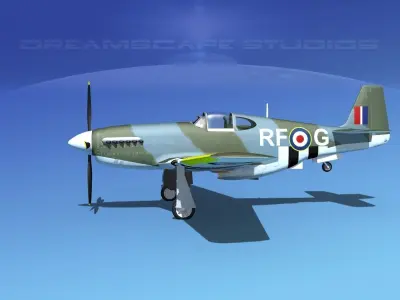 North American Mustang X RAF V09 3D model