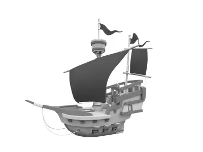 Cartoon Pirate Ship Low-poly 3D model