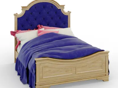 Magnolia Manor Antique White Queen Upholstered Panel Bed 3D model