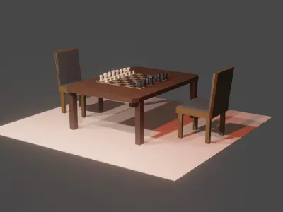 Low poly chess table  Free low-poly 3D model