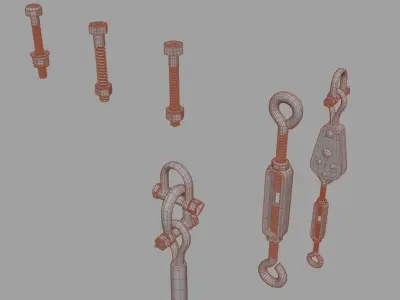 bolts and small parts hardware 3D model