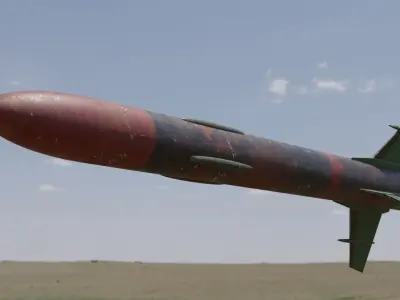 Missile 3D model flying in sky Low-poly 3D model