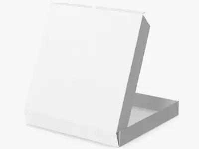 Pizza Box White Paper 12 inch Open Mockup 3D model