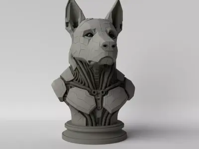 Cyber Dog Futuristic Mecha Dog Bust 3D print model
