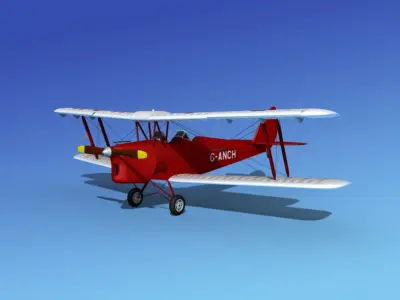 Dehavilland DH82 Tiger Moth V06 3D model