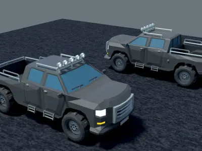Pickup two trucks Free low-poly 3D model
