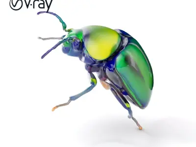Iridescent Beetle Model Pack Low-poly 3D model