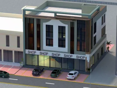 Contemporary Commercial Building A17 DWG and SketchUp 3D model