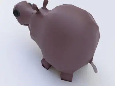 Hippopotamus cartoon 3d model  Low-poly 3D model