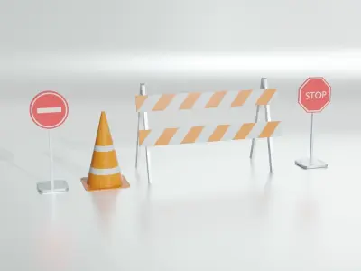 road work equipment Low-poly 3D model