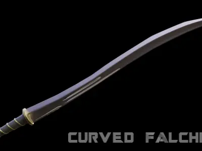 Curved Falchion Blade Low-poly 3D model