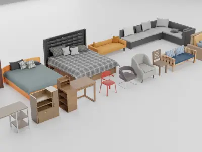 Furniture Set Of 14 3D model