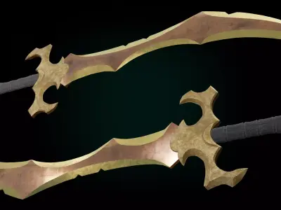 Fantasy Golden Sword Game-Ready Low-poly 3D model