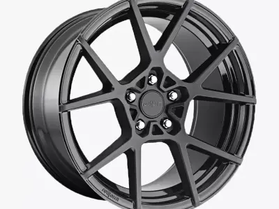Rotiform KPS Wheel Matte Black With Gloss Black Windows Low-poly 3D model