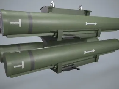  Launcher HOT 3 With Missile Low-poly 3D model