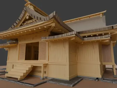 Japanese shrine Mito Hachimangu 3D model