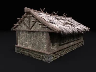 Realistic Medieval House Low-poly 3D model