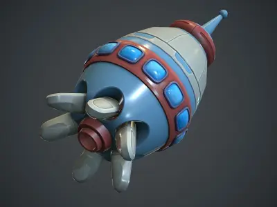 Cartoon Rocket 2 PBR Game Ready Low-poly 3D model
