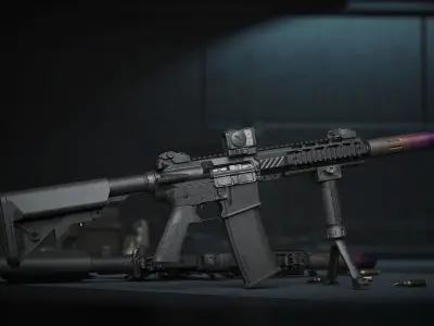 AR15 Pack - x9 Attachments Included  Low-poly 3D model