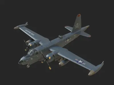 US NAVY P-2 Neptune anti-submersible aircraft Low-poly 3D model