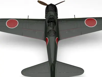 A6M5 Japanese Zero WWII Fighter -PBR UE4- Low-poly 3D model