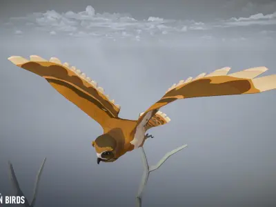 Cartoon birds - big animation pack 3D model