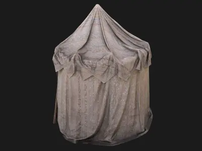 Cylindrical White Tent Market Stall Low-poly 3D model