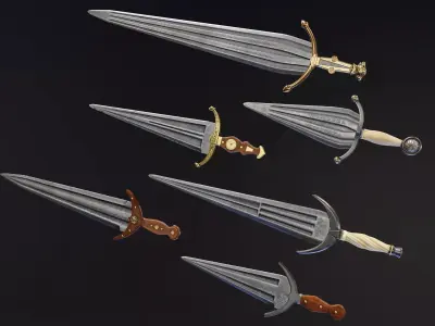 Cinquedea Daggers Low-poly 3D model