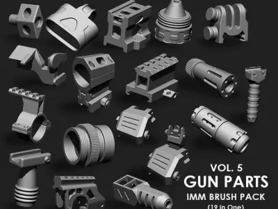 Gun Parts IMM Brush Pack 19 in One Vol 5 3D model