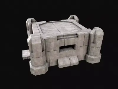 Military Concrete Bunker Base 7 Low-poly 3D model