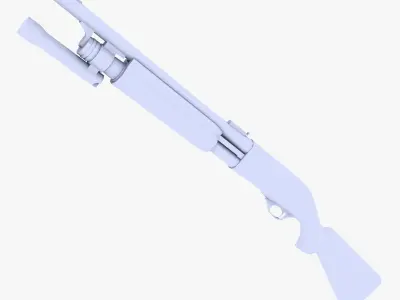 Pump Action Shotgun Low-poly 3D model get
