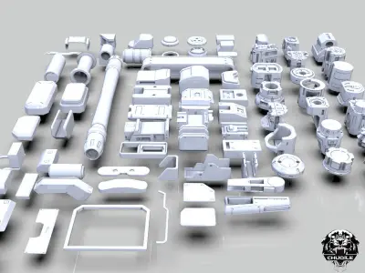 Sci-fi Hard Surface Kitbash 3D model