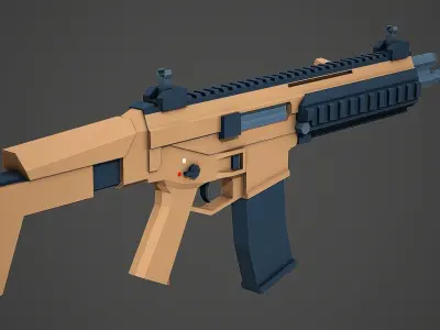 Stylized Bushmaster ACR Rifle Low Poly Mobile Ready Low-poly 3D model