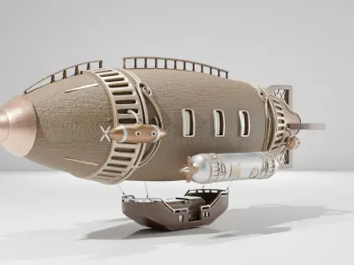 Airship High-Poly Stylized Steampunck Free 3D model