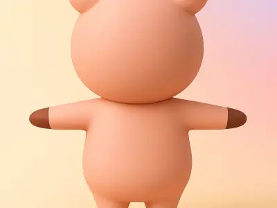 Charming Pig Cartoon Low-poly 3D model