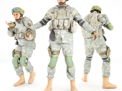 Animated American soldier in ACU 14 Low-poly 3D model