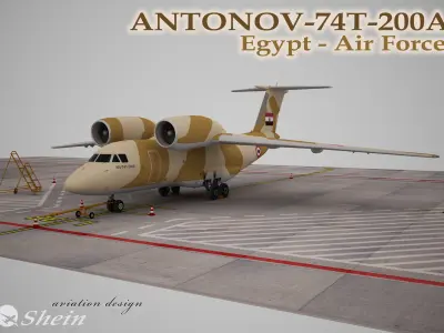 Antonov-74T-200A Egypt - Air Force Low-poly 3D model Low-poly 3D model